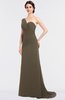 ColsBM Ruby Carafe Brown Elegant A-line Asymmetric Neckline Sleeveless Zip up Sweep Train Bridesmaid Dresses