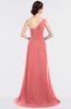 ColsBM Ruby Coral Elegant A-line Asymmetric Neckline Sleeveless Zip up Sweep Train Bridesmaid Dresses