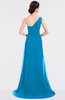 ColsBM Ruby Cornflower Blue Elegant A-line Asymmetric Neckline Sleeveless Zip up Sweep Train Bridesmaid Dresses