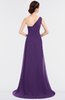 ColsBM Ruby Dark Purple Elegant A-line Asymmetric Neckline Sleeveless Zip up Sweep Train Bridesmaid Dresses