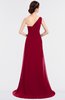 ColsBM Ruby Dark Red Elegant A-line Asymmetric Neckline Sleeveless Zip up Sweep Train Bridesmaid Dresses
