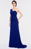 ColsBM Ruby Electric Blue Elegant A-line Asymmetric Neckline Sleeveless Zip up Sweep Train Bridesmaid Dresses