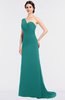 ColsBM Ruby Emerald Green Elegant A-line Asymmetric Neckline Sleeveless Zip up Sweep Train Bridesmaid Dresses
