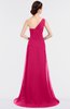 ColsBM Ruby Fuschia Elegant A-line Asymmetric Neckline Sleeveless Zip up Sweep Train Bridesmaid Dresses