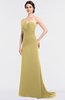 ColsBM Ruby Gold Elegant A-line Asymmetric Neckline Sleeveless Zip up Sweep Train Bridesmaid Dresses