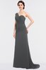 ColsBM Ruby Grey Elegant A-line Asymmetric Neckline Sleeveless Zip up Sweep Train Bridesmaid Dresses