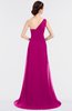 ColsBM Ruby Hot Pink Elegant A-line Asymmetric Neckline Sleeveless Zip up Sweep Train Bridesmaid Dresses