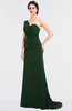 ColsBM Ruby Hunter Green Elegant A-line Asymmetric Neckline Sleeveless Zip up Sweep Train Bridesmaid Dresses