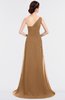 ColsBM Ruby Light Brown Elegant A-line Asymmetric Neckline Sleeveless Zip up Sweep Train Bridesmaid Dresses