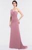 ColsBM Ruby Light Coral Elegant A-line Asymmetric Neckline Sleeveless Zip up Sweep Train Bridesmaid Dresses