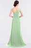 ColsBM Ruby Light Green Elegant A-line Asymmetric Neckline Sleeveless Zip up Sweep Train Bridesmaid Dresses