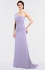ColsBM Ruby Light Purple Elegant A-line Asymmetric Neckline Sleeveless Zip up Sweep Train Bridesmaid Dresses