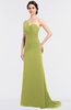 ColsBM Ruby Linden Green Elegant A-line Asymmetric Neckline Sleeveless Zip up Sweep Train Bridesmaid Dresses