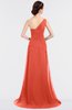 ColsBM Ruby Living Coral Elegant A-line Asymmetric Neckline Sleeveless Zip up Sweep Train Bridesmaid Dresses