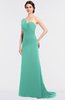 ColsBM Ruby Mint Green Elegant A-line Asymmetric Neckline Sleeveless Zip up Sweep Train Bridesmaid Dresses