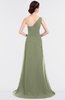 ColsBM Ruby Moss Green Elegant A-line Asymmetric Neckline Sleeveless Zip up Sweep Train Bridesmaid Dresses