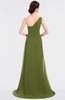 ColsBM Ruby Olive Green Elegant A-line Asymmetric Neckline Sleeveless Zip up Sweep Train Bridesmaid Dresses