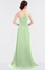 ColsBM Ruby Pale Green Elegant A-line Asymmetric Neckline Sleeveless Zip up Sweep Train Bridesmaid Dresses