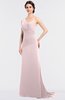 ColsBM Ruby Petal Pink Elegant A-line Asymmetric Neckline Sleeveless Zip up Sweep Train Bridesmaid Dresses