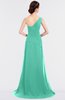ColsBM Ruby Seafoam Green Elegant A-line Asymmetric Neckline Sleeveless Zip up Sweep Train Bridesmaid Dresses