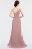 ColsBM Ruby Silver Pink Elegant A-line Asymmetric Neckline Sleeveless Zip up Sweep Train Bridesmaid Dresses