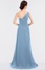 ColsBM Ruby Sky Blue Elegant A-line Asymmetric Neckline Sleeveless Zip up Sweep Train Bridesmaid Dresses