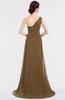 ColsBM Ruby Truffle Elegant A-line Asymmetric Neckline Sleeveless Zip up Sweep Train Bridesmaid Dresses