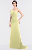 ColsBM Ruby Wax Yellow Elegant A-line Asymmetric Neckline Sleeveless Zip up Sweep Train Bridesmaid Dresses