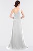 ColsBM Ruby White Elegant A-line Asymmetric Neckline Sleeveless Zip up Sweep Train Bridesmaid Dresses