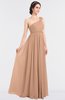 ColsBM Lucy Almost Apricot Mature Asymmetric Neckline Sleeveless Zip up Floor Length Ruching Bridesmaid Dresses