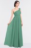 ColsBM Lucy Beryl Green Mature Asymmetric Neckline Sleeveless Zip up Floor Length Ruching Bridesmaid Dresses