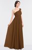 ColsBM Lucy Brown Mature Asymmetric Neckline Sleeveless Zip up Floor Length Ruching Bridesmaid Dresses