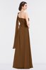 ColsBM Lucy Brown Mature Asymmetric Neckline Sleeveless Zip up Floor Length Ruching Bridesmaid Dresses