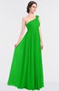 ColsBM Lucy Classic Green Mature Asymmetric Neckline Sleeveless Zip up Floor Length Ruching Bridesmaid Dresses