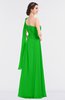 ColsBM Lucy Classic Green Mature Asymmetric Neckline Sleeveless Zip up Floor Length Ruching Bridesmaid Dresses