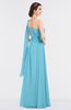 ColsBM Lucy Light Blue Mature Asymmetric Neckline Sleeveless Zip up Floor Length Ruching Bridesmaid Dresses