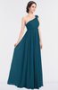 ColsBM Lucy Moroccan Blue Mature Asymmetric Neckline Sleeveless Zip up Floor Length Ruching Bridesmaid Dresses