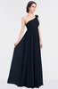 ColsBM Lucy Navy Blue Mature Asymmetric Neckline Sleeveless Zip up Floor Length Ruching Bridesmaid Dresses