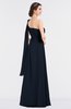 ColsBM Lucy Navy Blue Mature Asymmetric Neckline Sleeveless Zip up Floor Length Ruching Bridesmaid Dresses