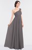 ColsBM Lucy Ridge Grey Mature Asymmetric Neckline Sleeveless Zip up Floor Length Ruching Bridesmaid Dresses