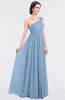 ColsBM Lucy Sky Blue Mature Asymmetric Neckline Sleeveless Zip up Floor Length Ruching Bridesmaid Dresses