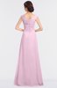 ColsBM Nadia Baby Pink Elegant A-line Short Sleeve Zip up Floor Length Beaded Bridesmaid Dresses
