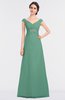 ColsBM Nadia Beryl Green Elegant A-line Short Sleeve Zip up Floor Length Beaded Bridesmaid Dresses
