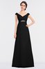 ColsBM Nadia Black Elegant A-line Short Sleeve Zip up Floor Length Beaded Bridesmaid Dresses