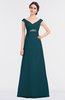 ColsBM Nadia Blue Green Elegant A-line Short Sleeve Zip up Floor Length Beaded Bridesmaid Dresses