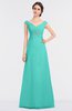ColsBM Nadia Blue Turquoise Elegant A-line Short Sleeve Zip up Floor Length Beaded Bridesmaid Dresses
