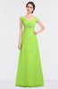 ColsBM Nadia Bright Green Elegant A-line Short Sleeve Zip up Floor Length Beaded Bridesmaid Dresses