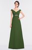 ColsBM Nadia Garden Green Elegant A-line Short Sleeve Zip up Floor Length Beaded Bridesmaid Dresses