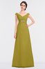 ColsBM Nadia Golden Olive Elegant A-line Short Sleeve Zip up Floor Length Beaded Bridesmaid Dresses