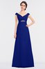 ColsBM Nadia Nautical Blue Elegant A-line Short Sleeve Zip up Floor Length Beaded Bridesmaid Dresses